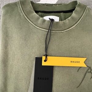 Brand New RHUDE Sage Green Crewneck Sweater with packets size Small with tags!